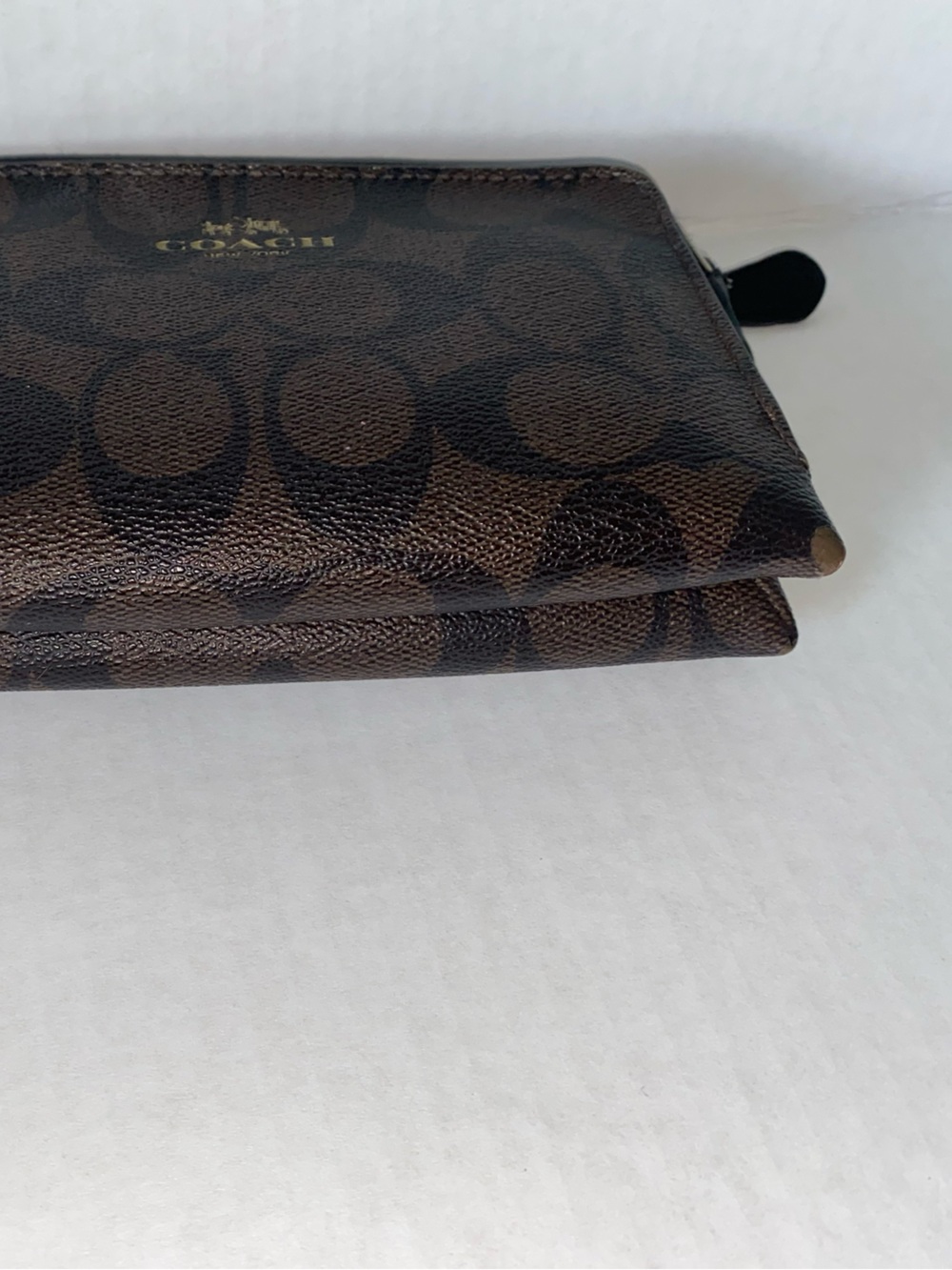 Coach Brown and Black Logo Zip Wristlet with Strap - Picture 7 of 7